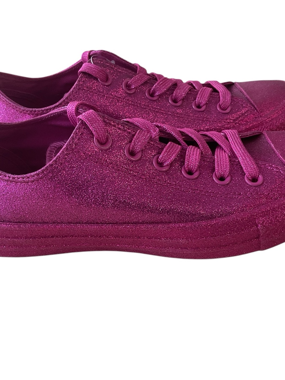 Converse Low Top Sneakers in Magenta Glitter - Picture 3 of 7